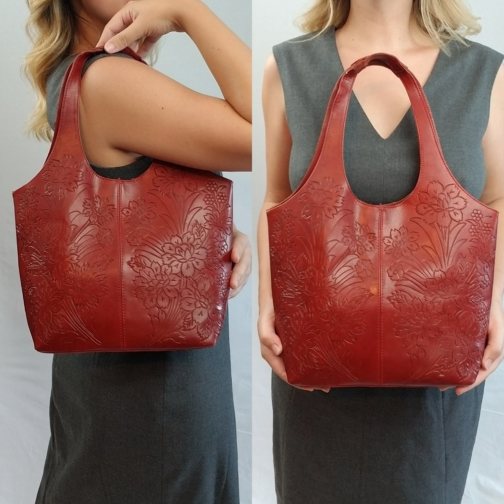 Cranberry Red Leather Handbag